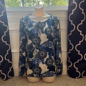 Cooper and Ella blue patterned long sleeve blouse